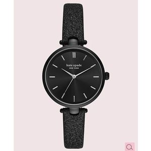 Kate Spade Holland Black Glitter Leather Watch